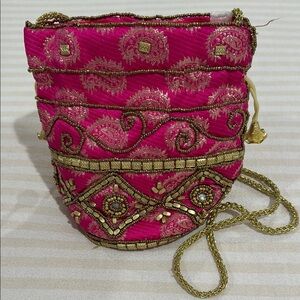 Cute Pink and Gold Embellished Women's Bag 🤩 New